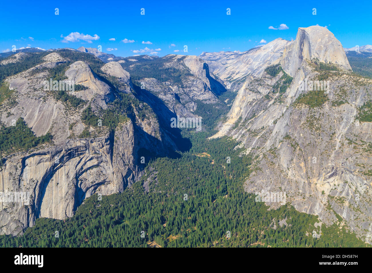 Yosemite Valley Panorama with Half Dome, California Stock Photo