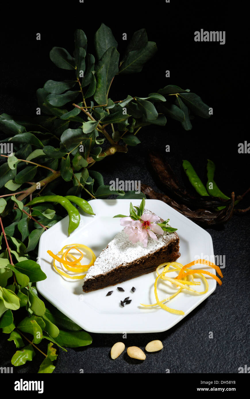 Carob and almond cake Stock Photo