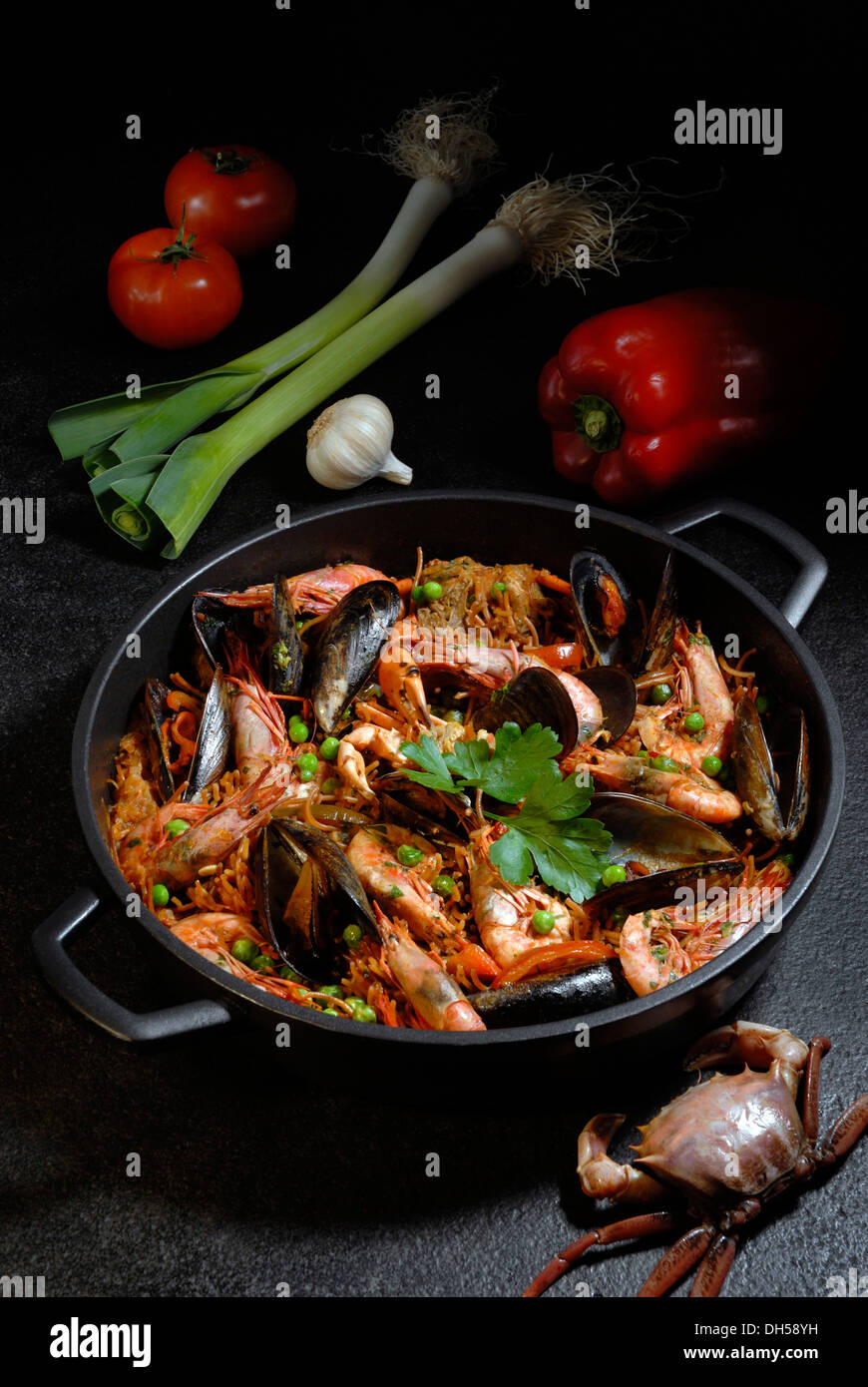 Rice dish with seafood Stock Photo Alamy