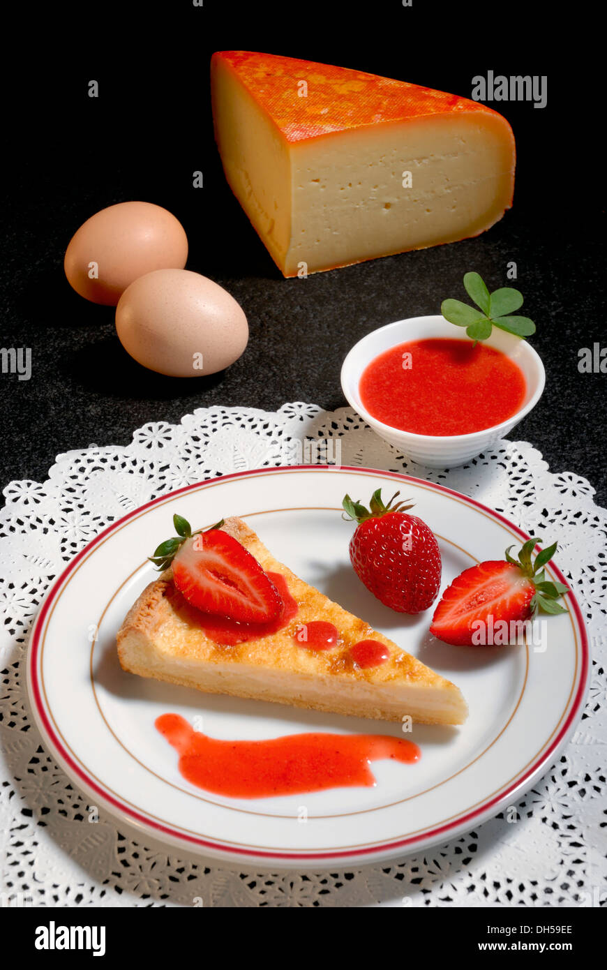Cheesecake made from three different hires stock photography and