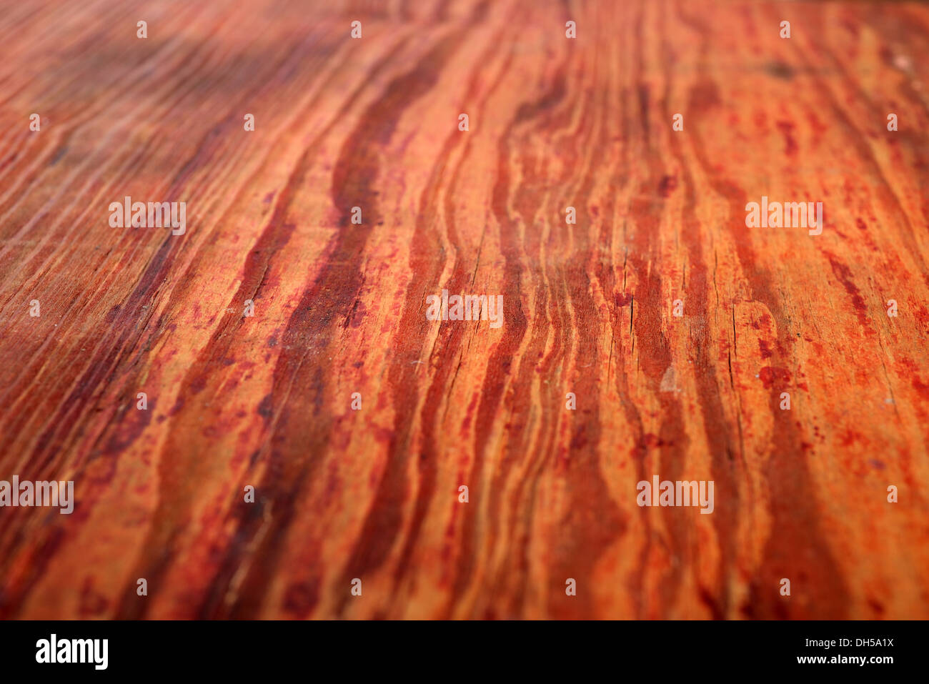 Old retro red wooden surface pattern texture with perspective Stock Photo