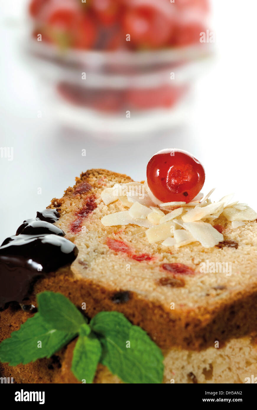 Almond cake with raisins and prunes Stock Photo Alamy