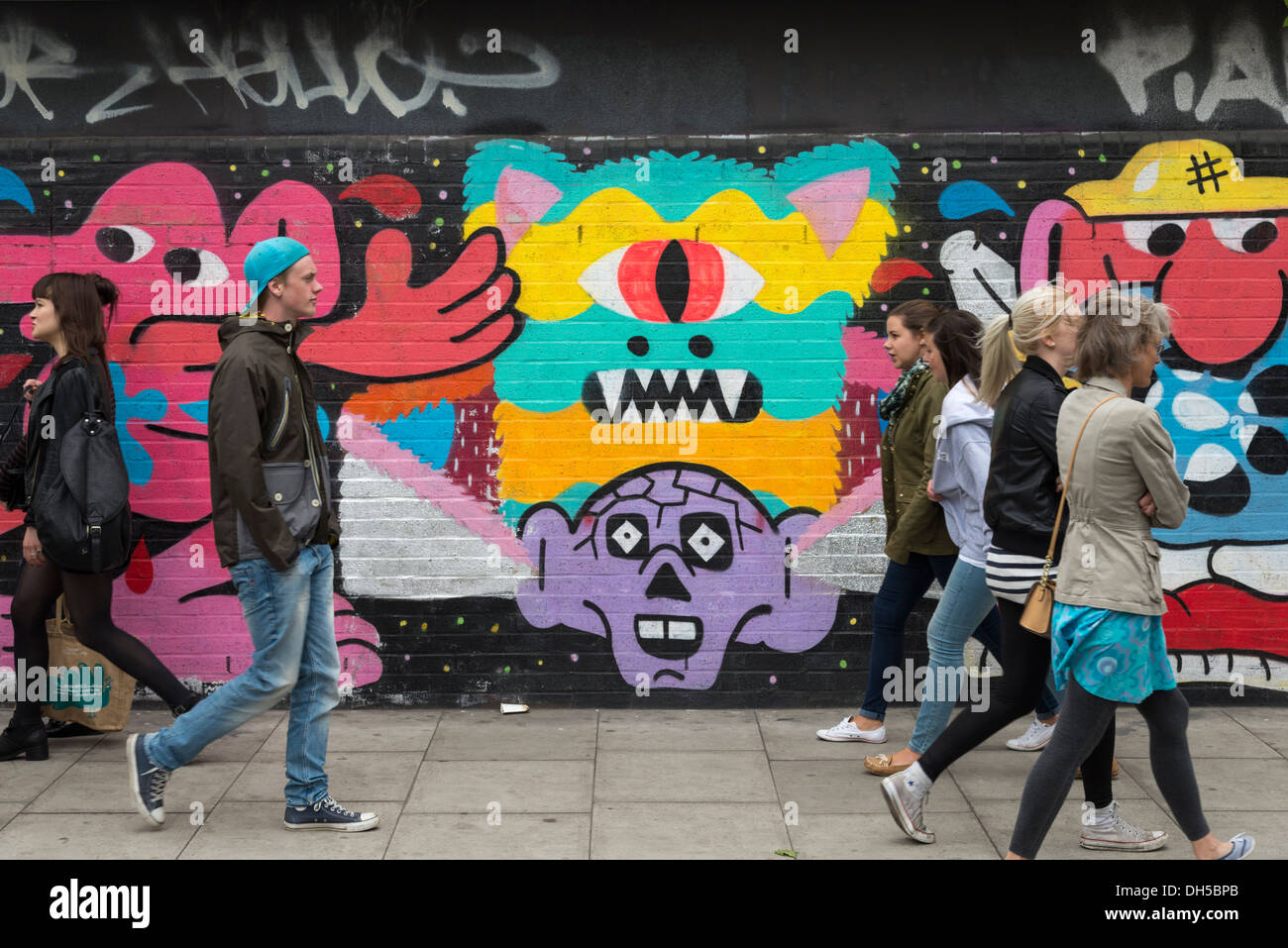 Graffiti street art in Shoreditch, East End, London, England, UK Stock Photo
