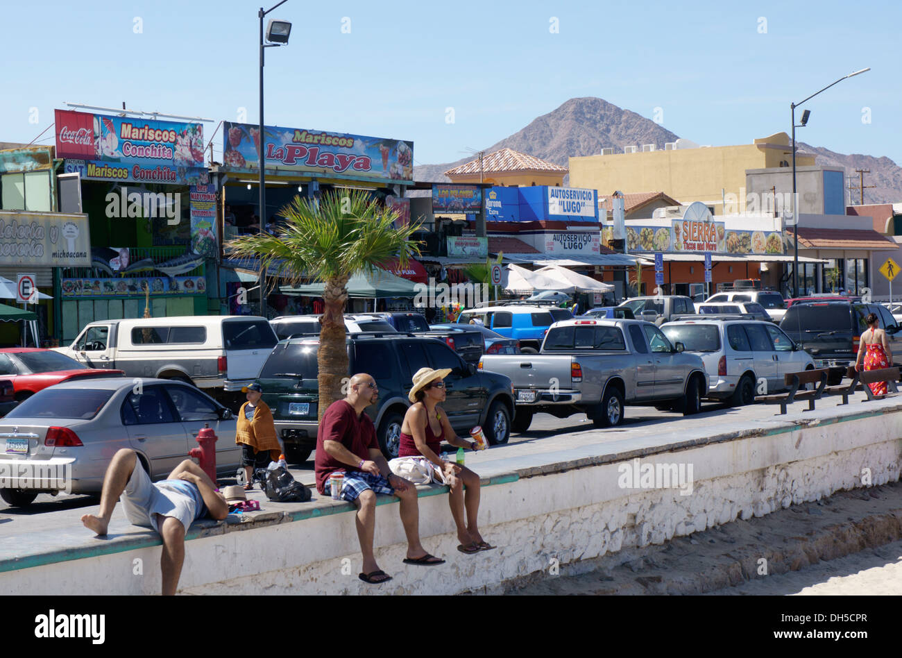 San Felipe, Mexico Malecon, seaside street with many restaurants, bars and shops, in San Felipe, Baja California, Mexico. Stock Photo