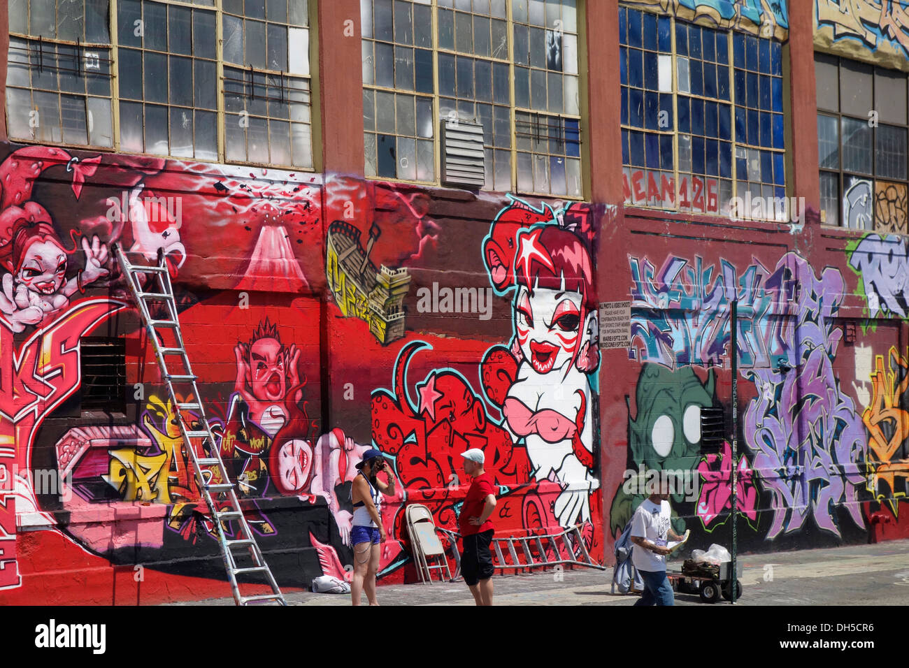 Graffiti art building five points area neighborhood Stock Photo Alamy