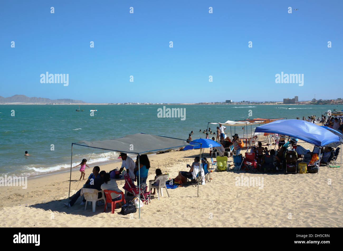 San Felipe, Mexico. Weekend crowds on the beach in San Felipe, Baja California, Mexico. Stock Photo