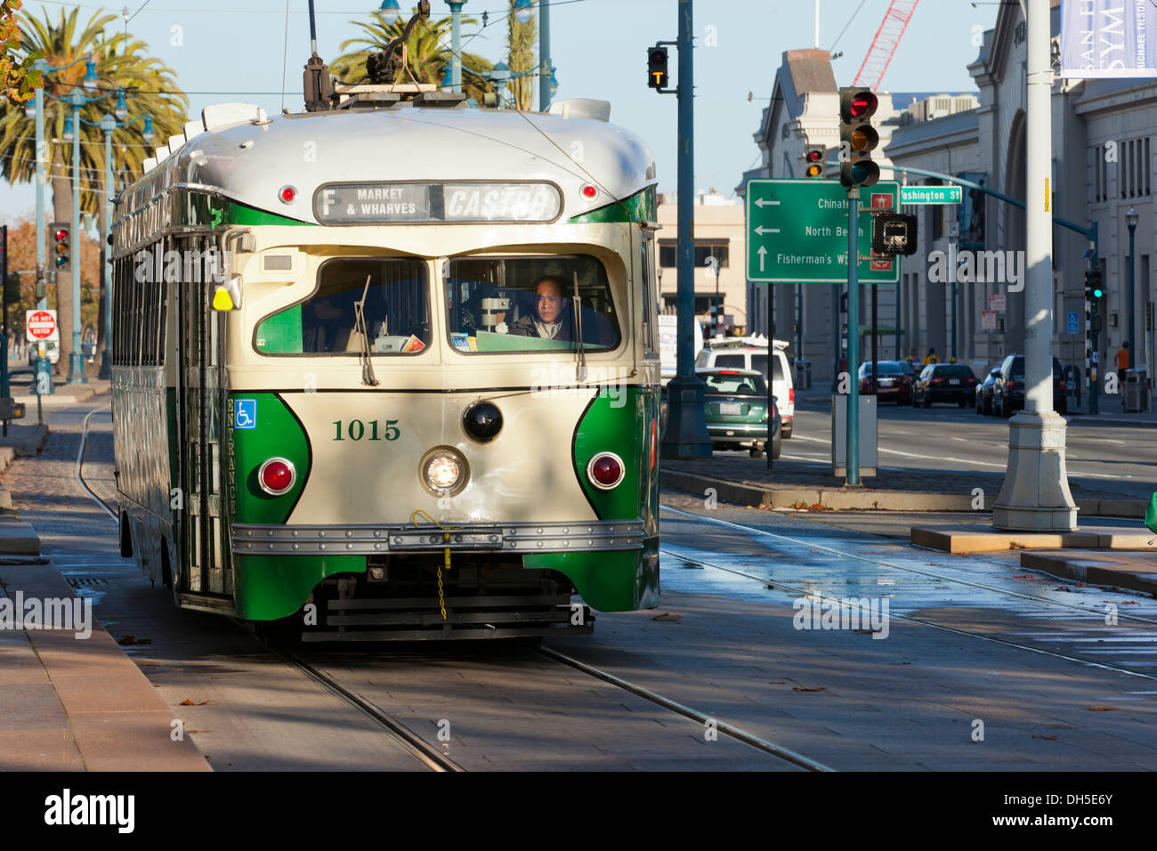 Vintage trolley bus still in use by San Francisco Municipal Transportation Agency Stock Photo