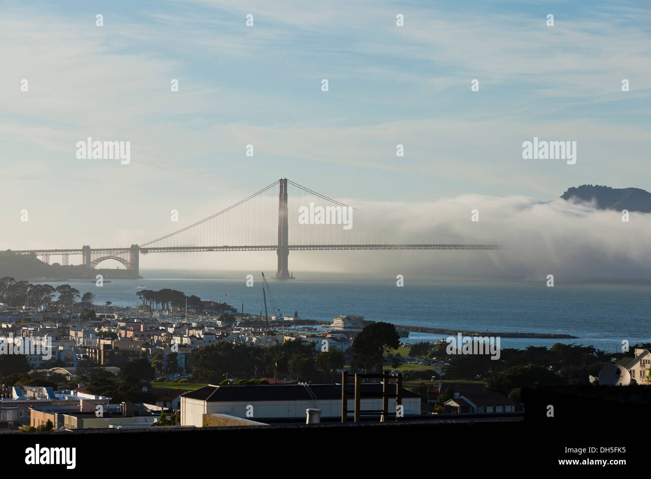 Fog rolling into San Francisco Bay Stock Photo