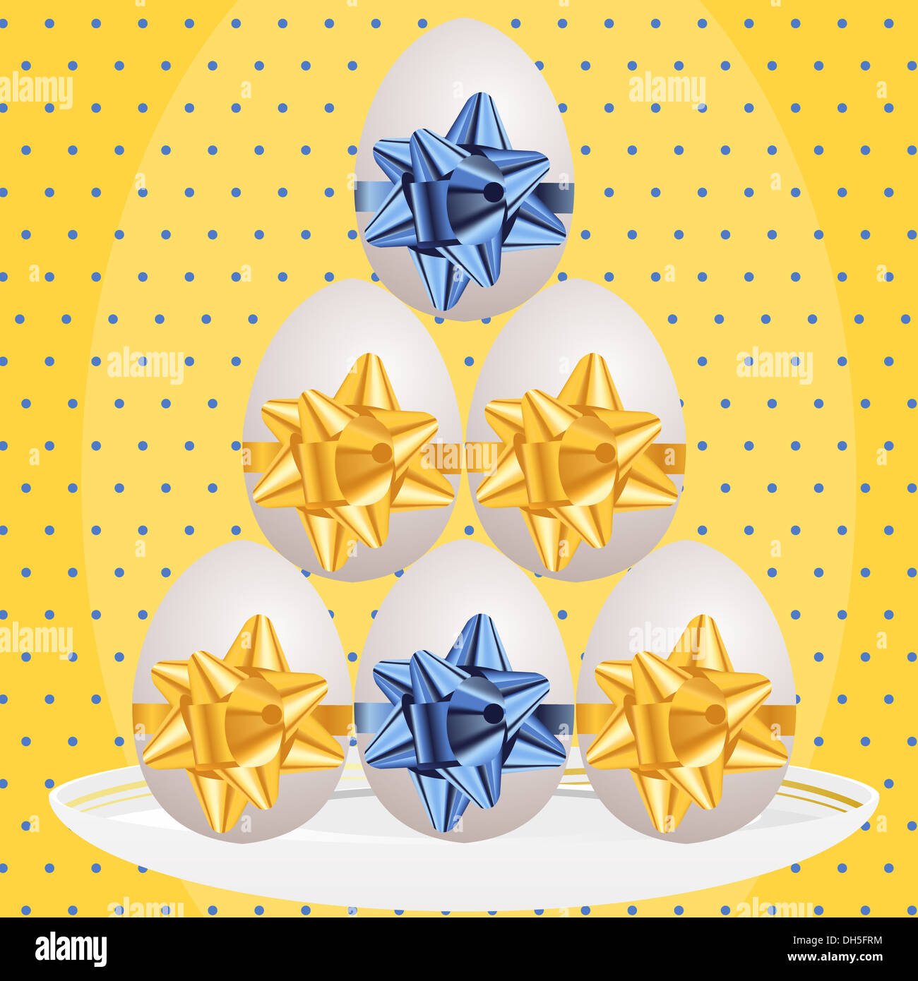 Easter background with eggs with bows Stock Photo - Alamy