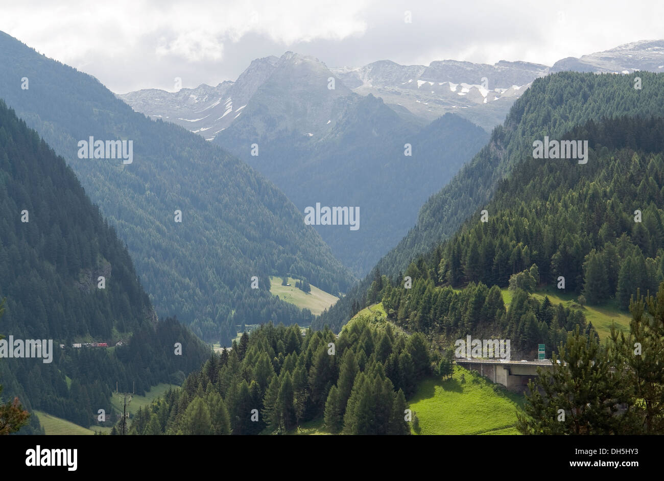 alpine scenery between Austria and Italy at summer time Stock Photo