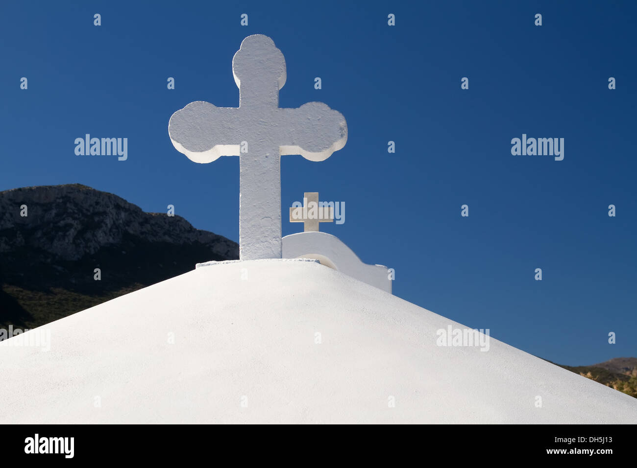 The white crosses on the top of a typical Greek church Stock Photo - Alamy