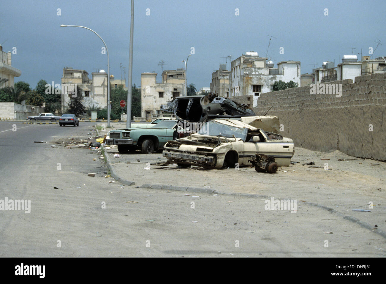 The aftermath of the 1991 Gulf War in Kuwait devastation downtown in