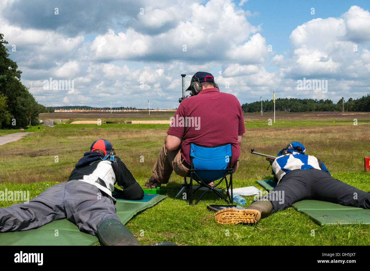 Target rife shooting at Bisley National Shooting Centre Ranges Stock