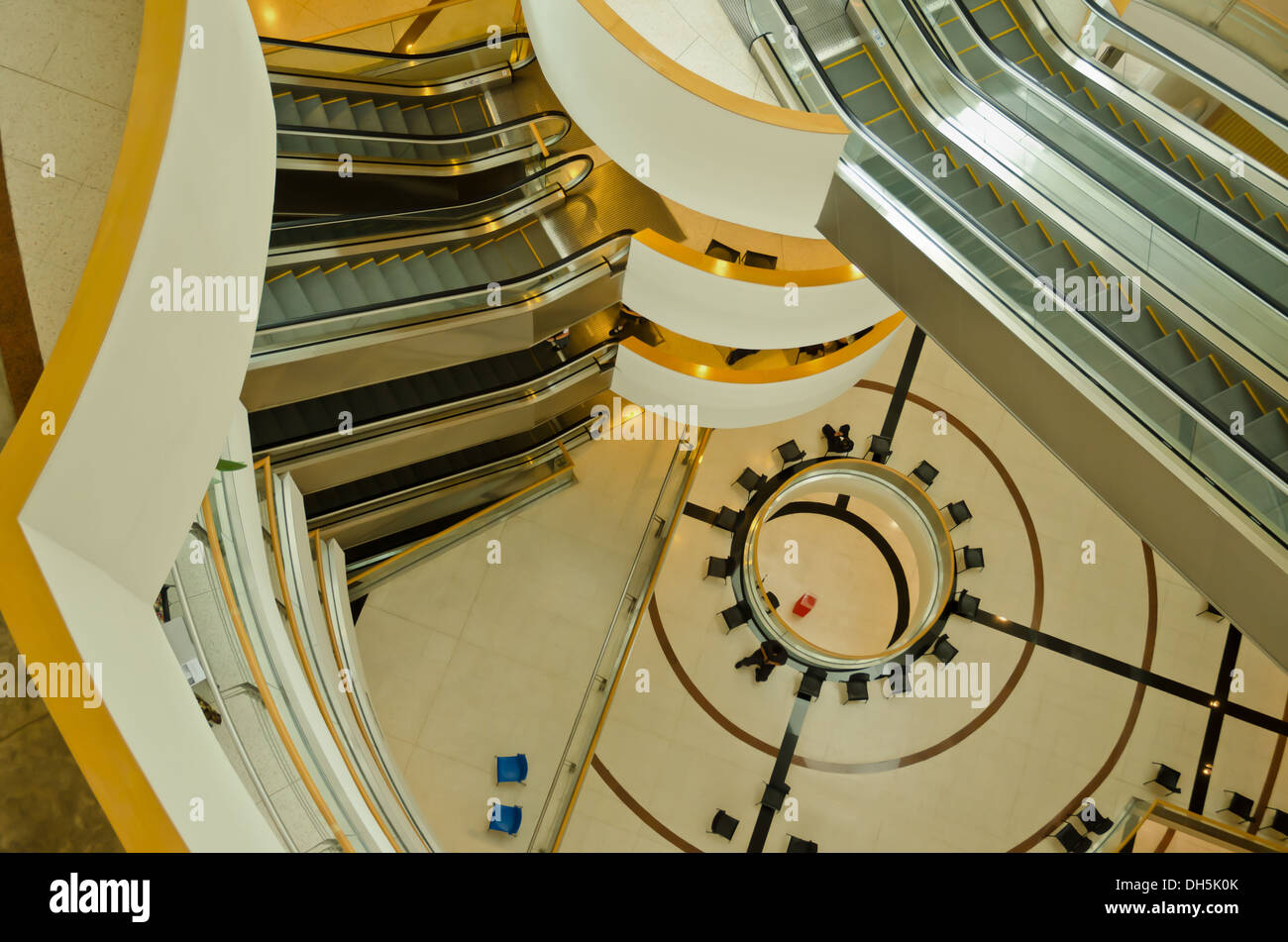 Escalators in modern building Stock Photo