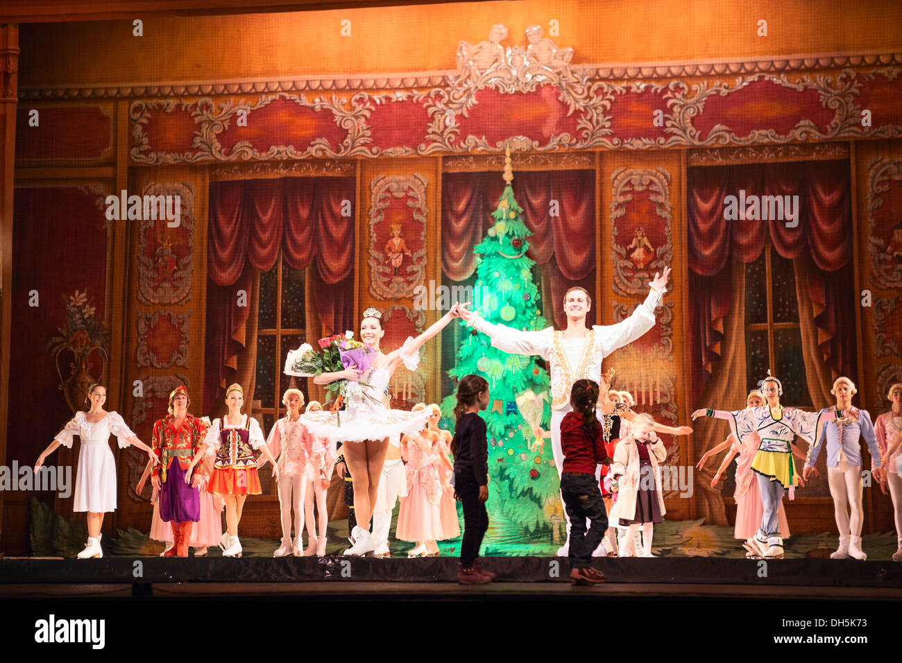 The artists after the ice ballet "The Nutcracker" (Shchelkunchik) on