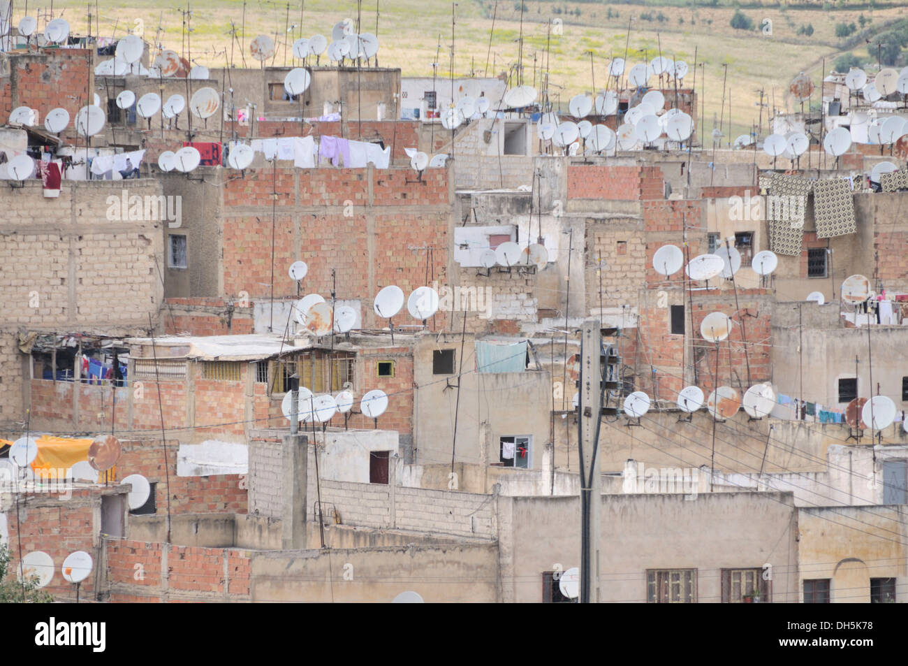 Houses with satellite dishes, old town, Medina of Fez, Morocco, Africa Stock Photo