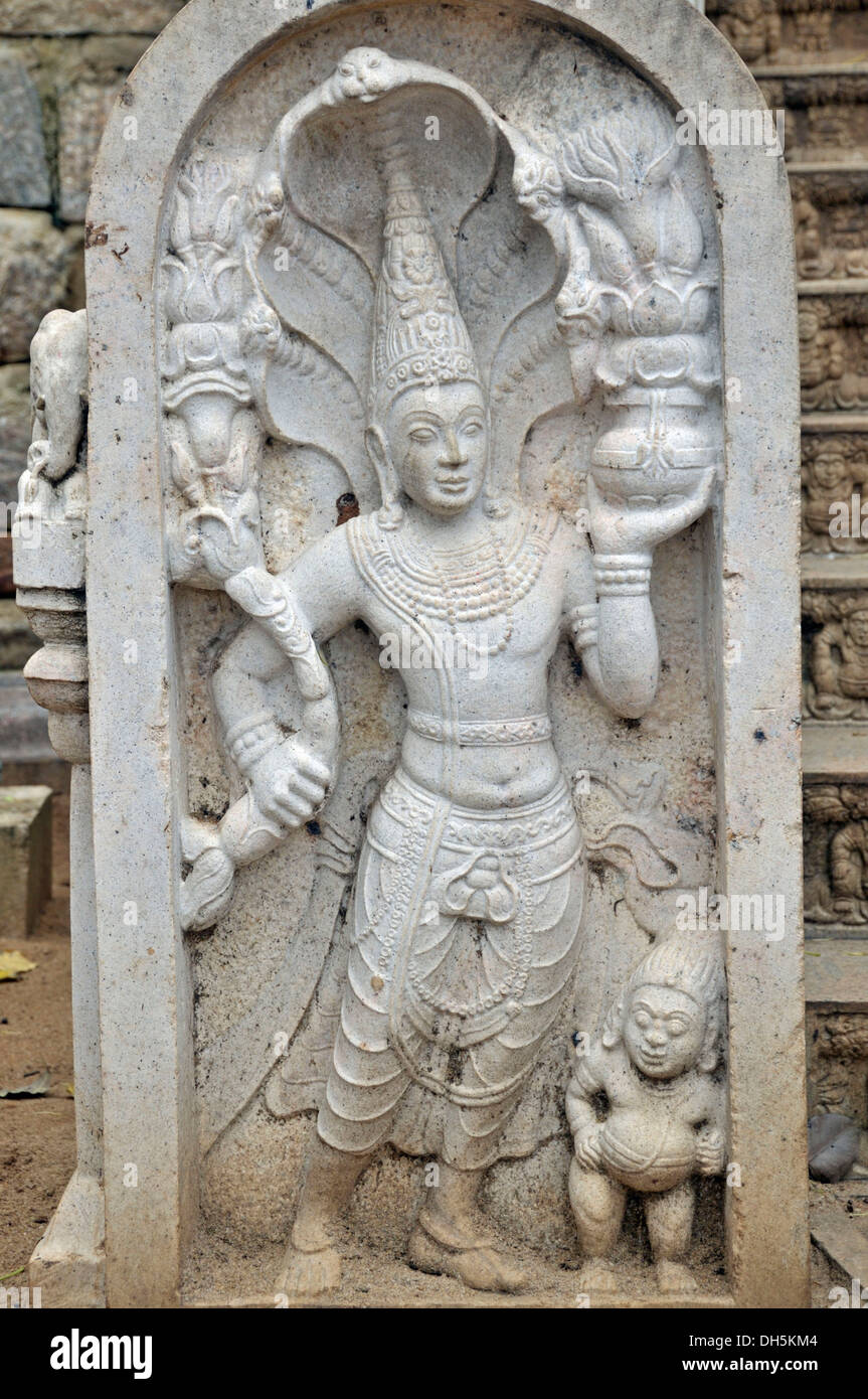 Guard stela at the entrance to Jaya Sri Maha Bodhi, Anuradhapura, Sri Lanka, Ceylon, South Asia, Asia Stock Photo