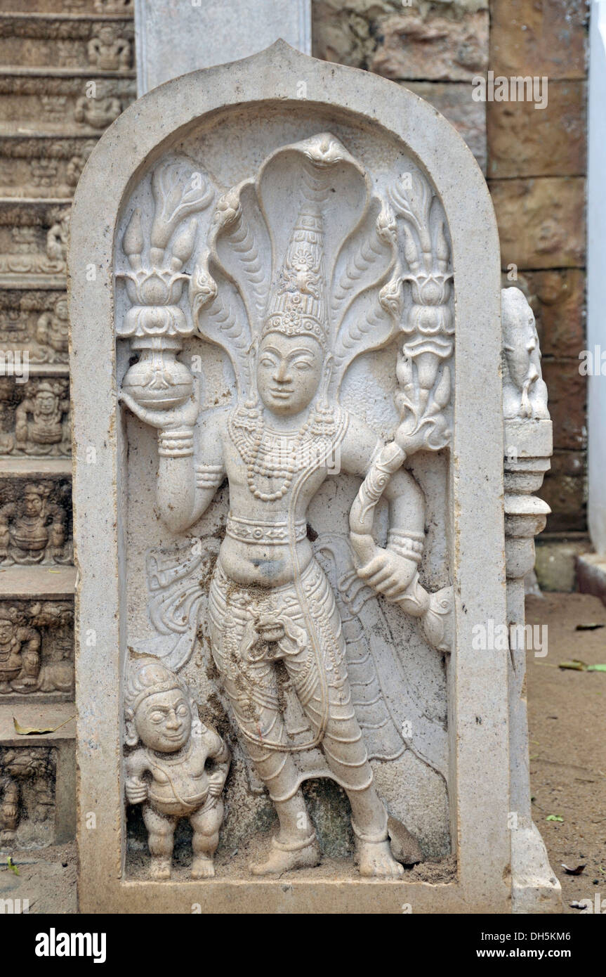 Guard stela at the entrance to Jaya Sri Maha Bodhi, Anuradhapura, Sri Lanka, Ceylon, South Asia, Asia Stock Photo
