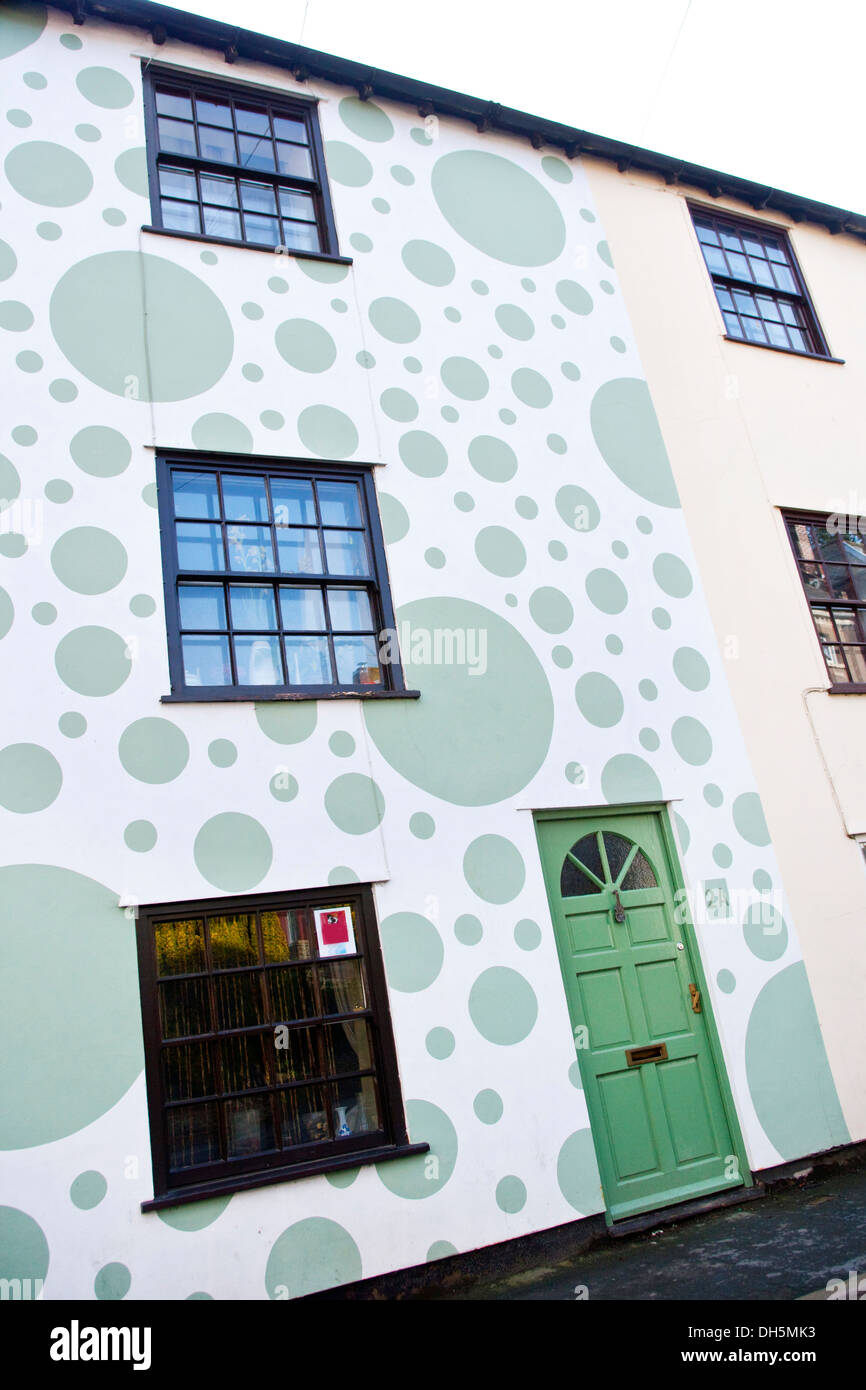 Spotty  painted house in Bishops Castle, Shropshire. Stock Photo
