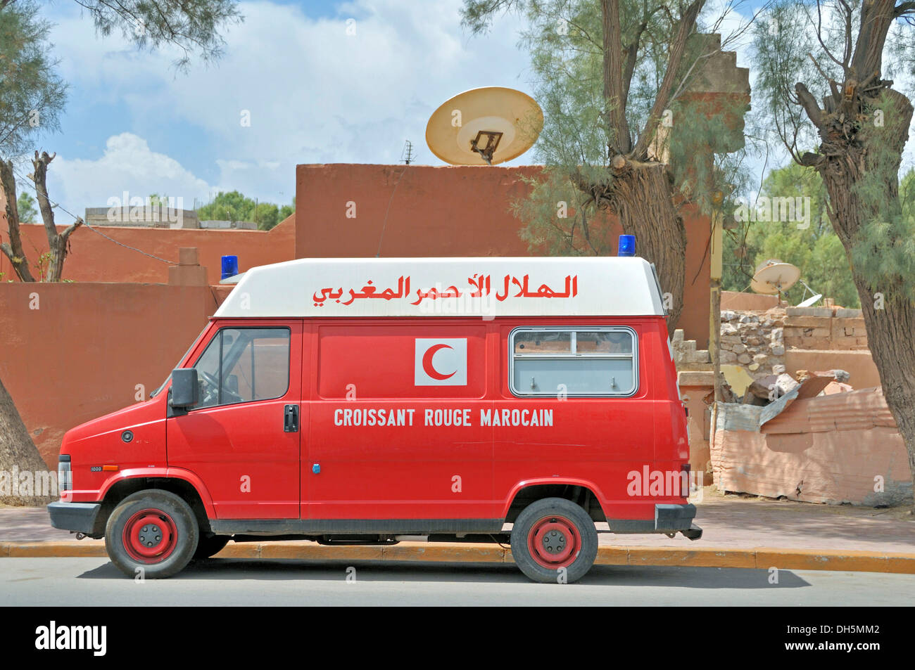 Red Crescent ambulance, Ouarzazate, Morocco, Africa, PublicGround Stock Photo