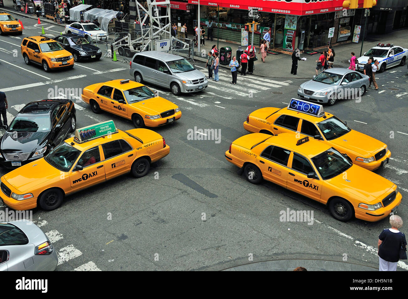 Rush hour, taxis in Times Square, Midtown, Manhattan, New York, USA, North America, PublicGround Stock Photo