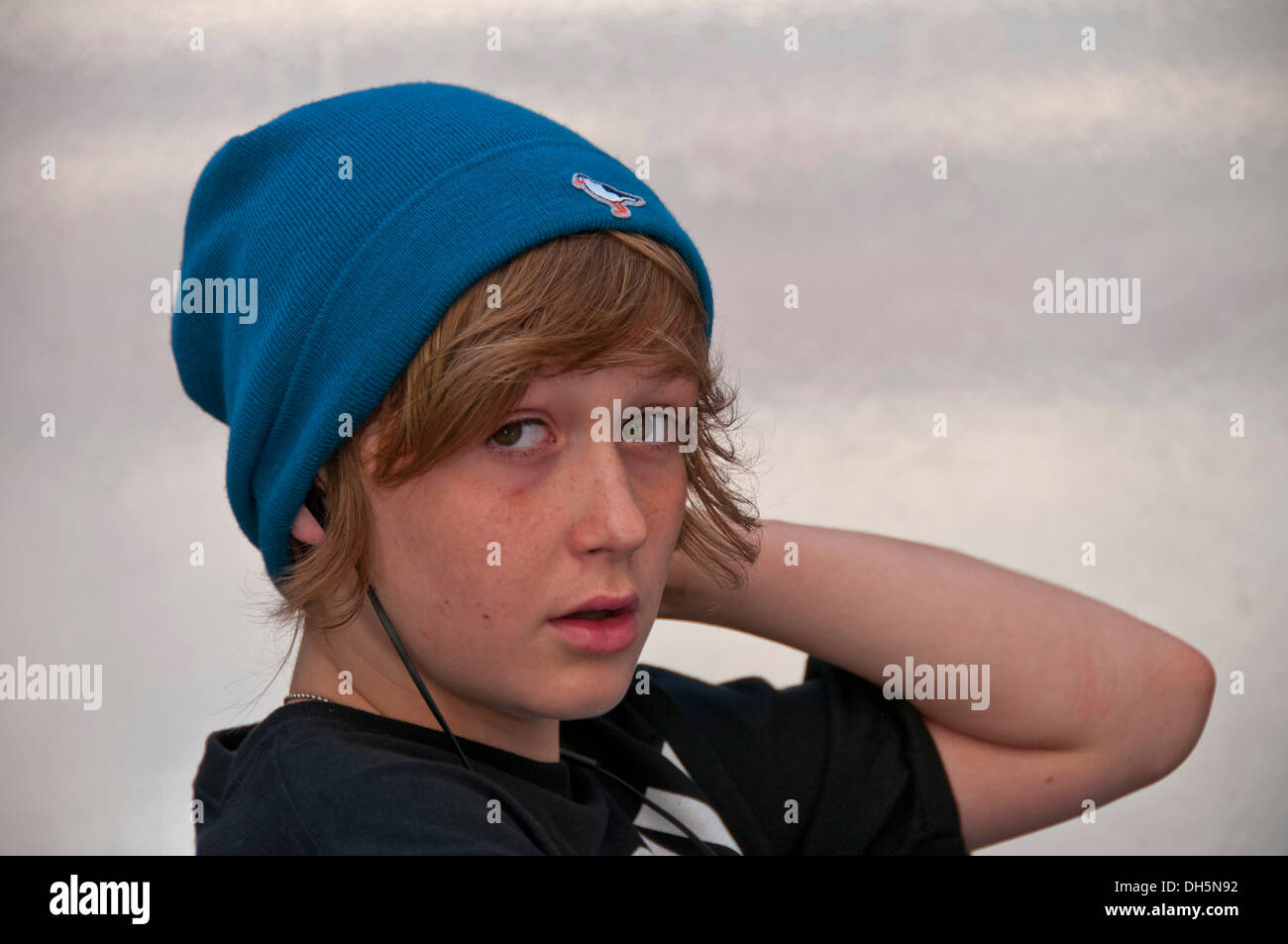 Boy, 12 years, looking bored, portrait Stock Photo