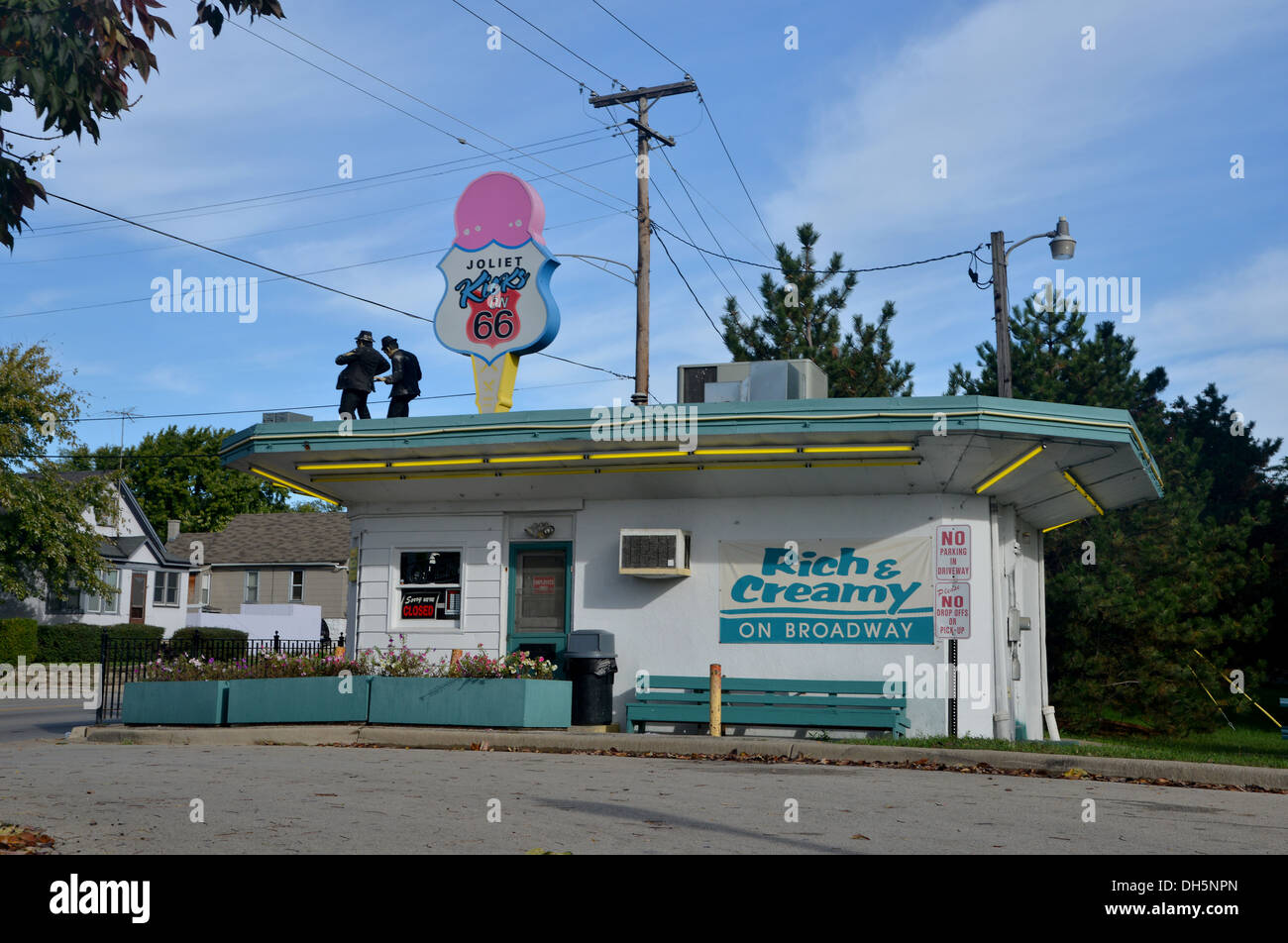 Joliet Jake and Elwood Blues on top of Rich & Creamy Ice Cream parlor