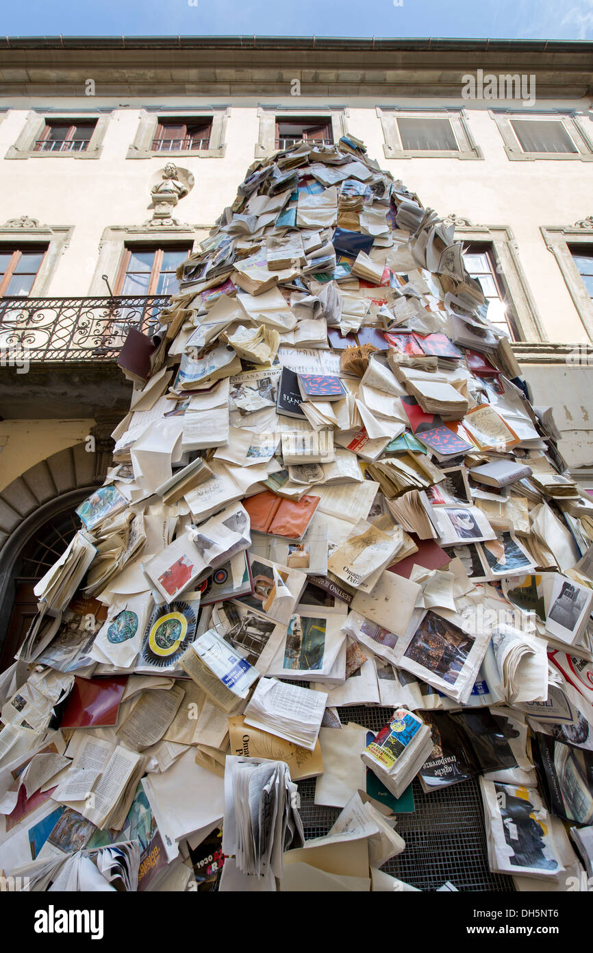 Some art work made of books, Arezzo, Tuscany, Italy Stock Photo