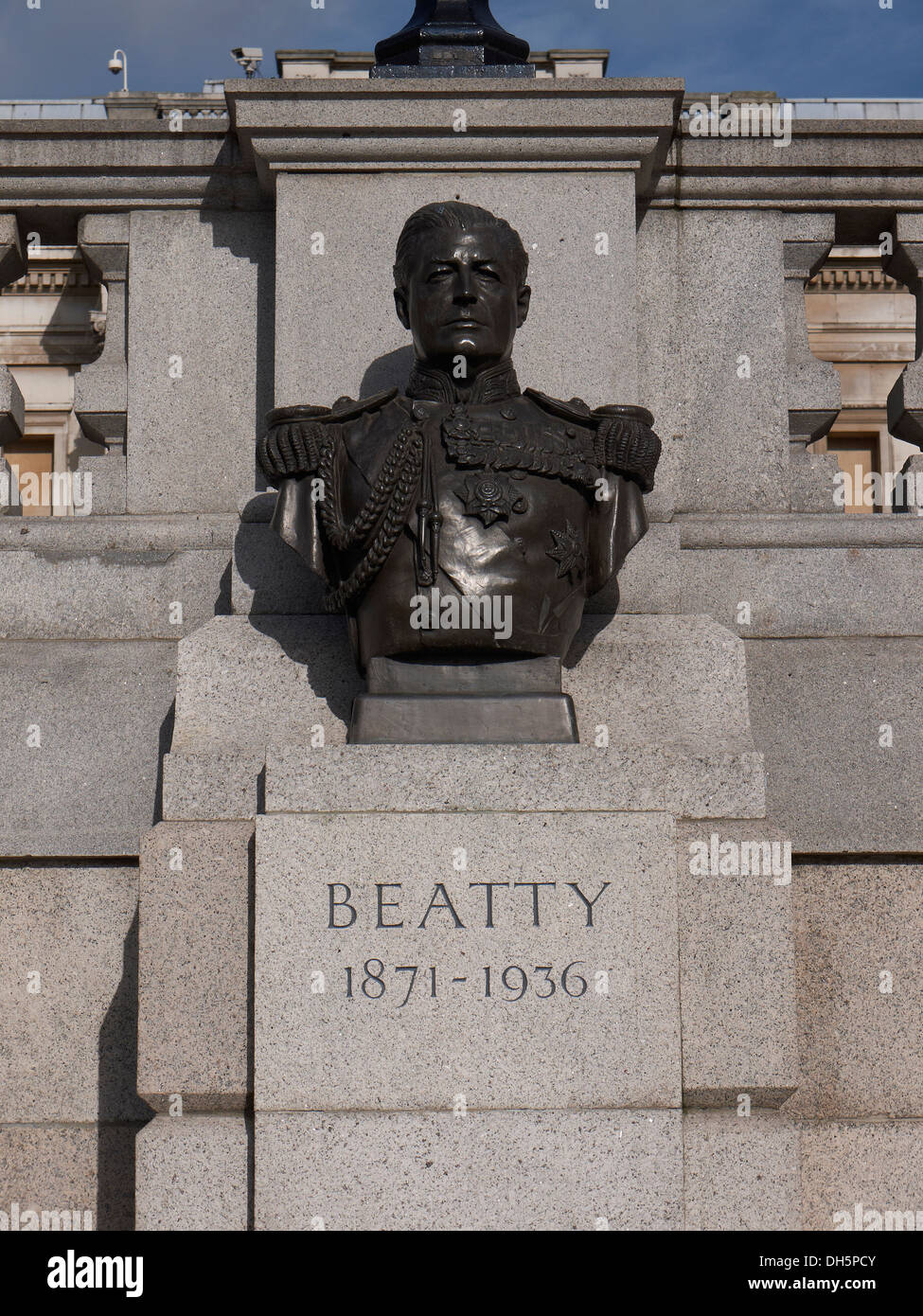 Bust of Admiral Beatty in Trafalgar square London Stock Photo