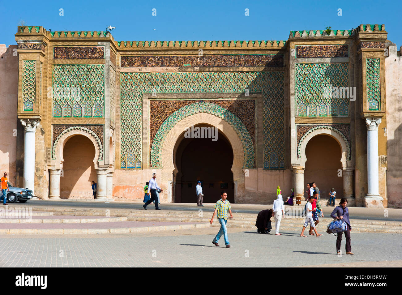 Old Bab Mansour gate, medina, Meknes, Morocco, Africa Stock Photo
