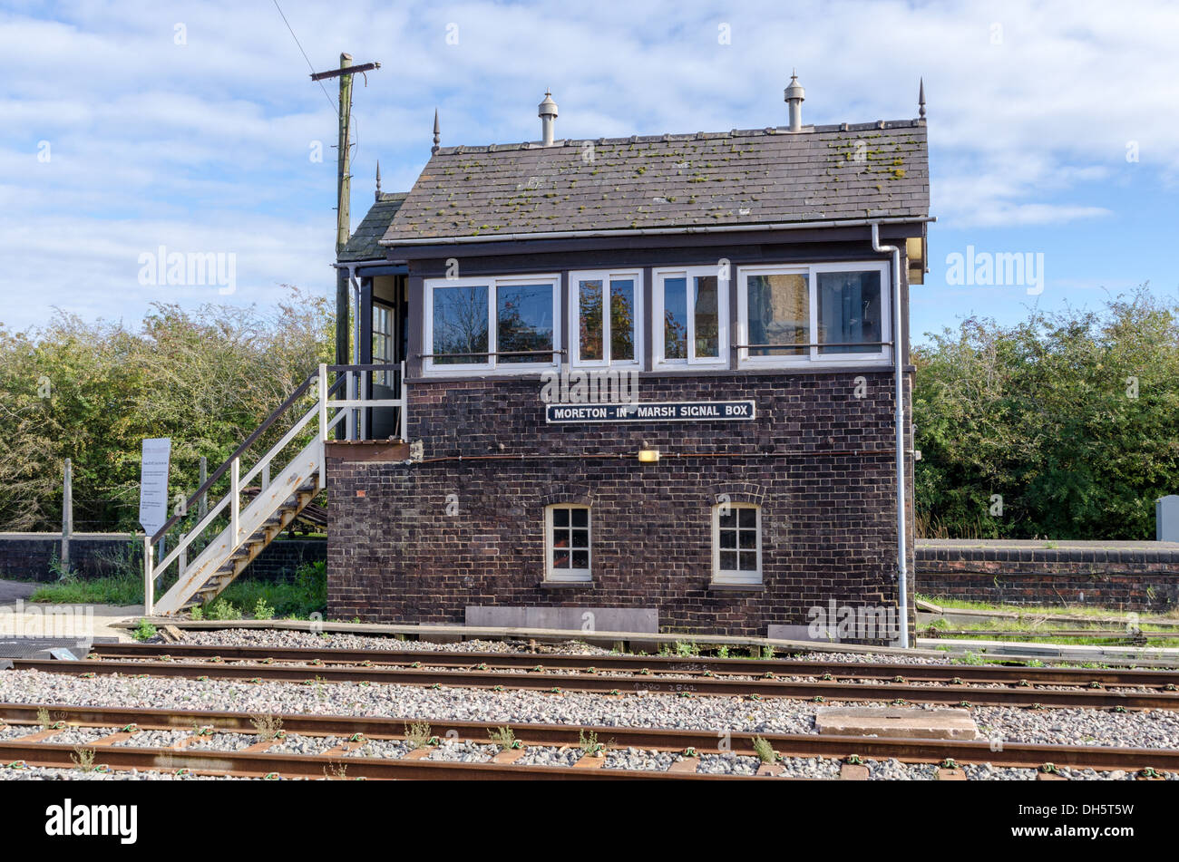 Signal box at Moreton in Marsh railway station in the Cotswolds Stock