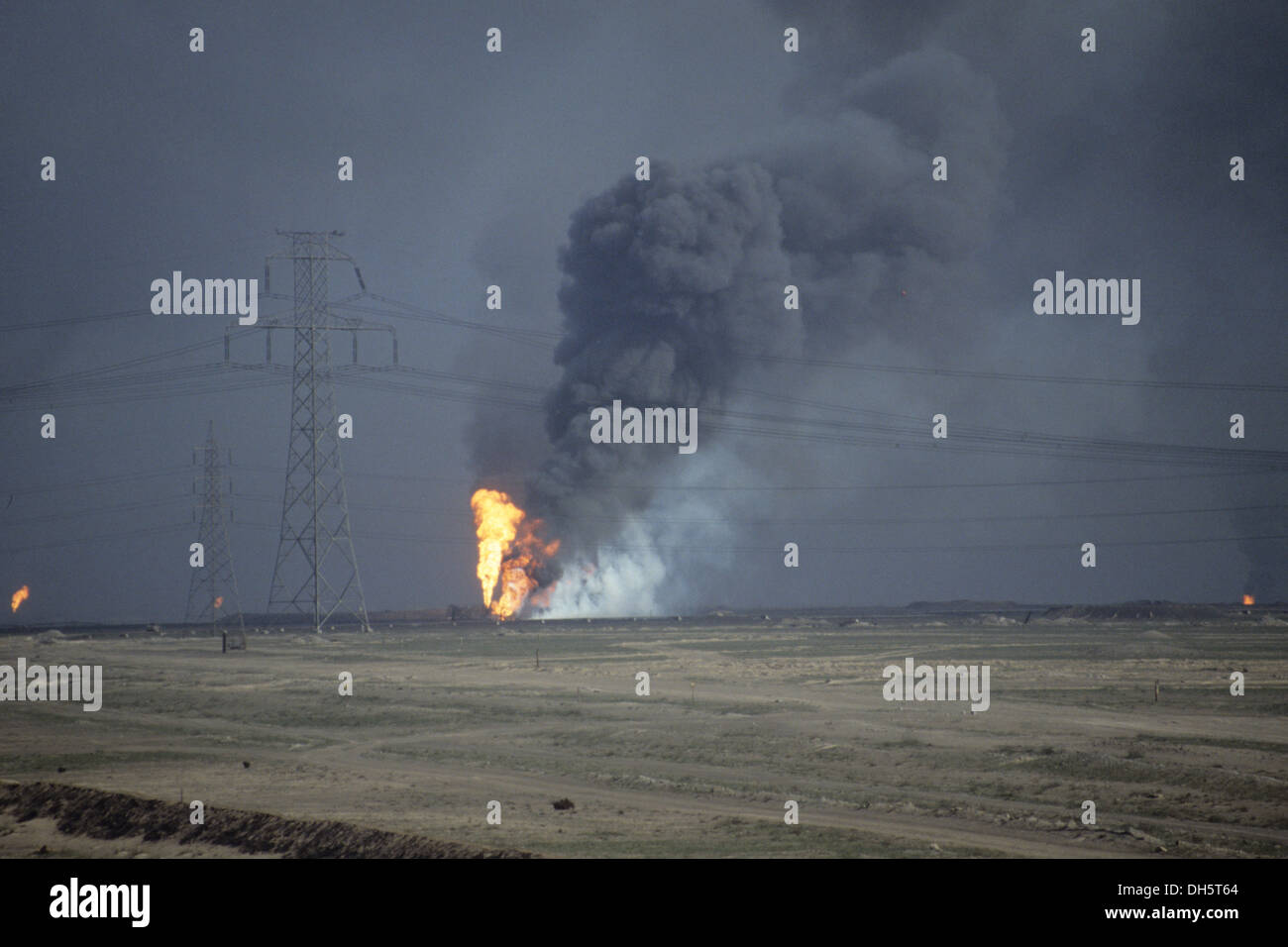 The aftermath of the 1991 Gulf War in Kuwait oil wells in fire in the
