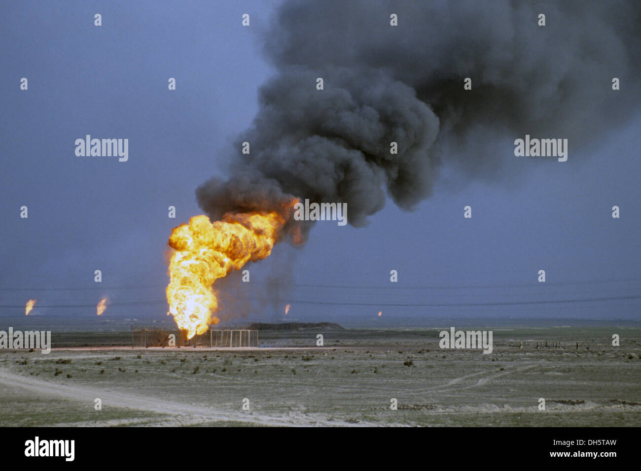 The aftermath of the 1991 Gulf War in Kuwait oil wells in fire in the