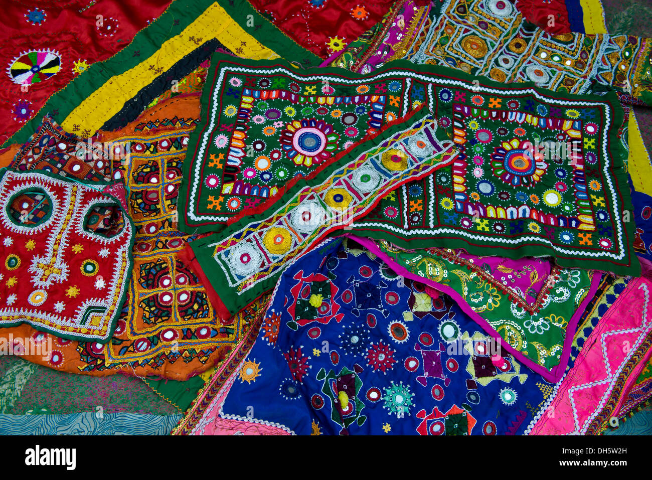 Traditional needlework from Gujarat, embroidery with small sewnon