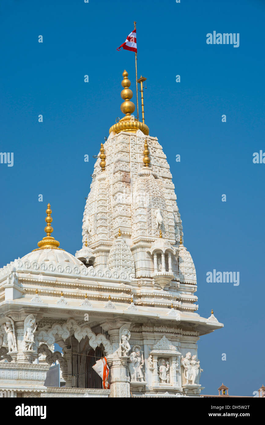 Shihara Tower at Shri Swaminarayan Mandir, a Hindu temple of the Swaminarayana sect, Shri Swaminarayan Mandir, Bhuj, Gujarat Stock Photo