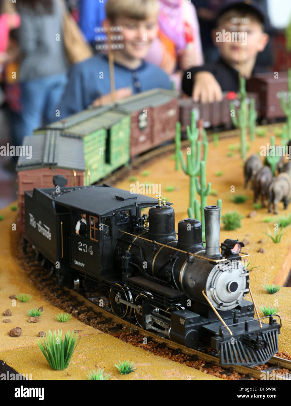 Rostock, Germany. 01st Nov, 2013. Children look at toy trains after the ...