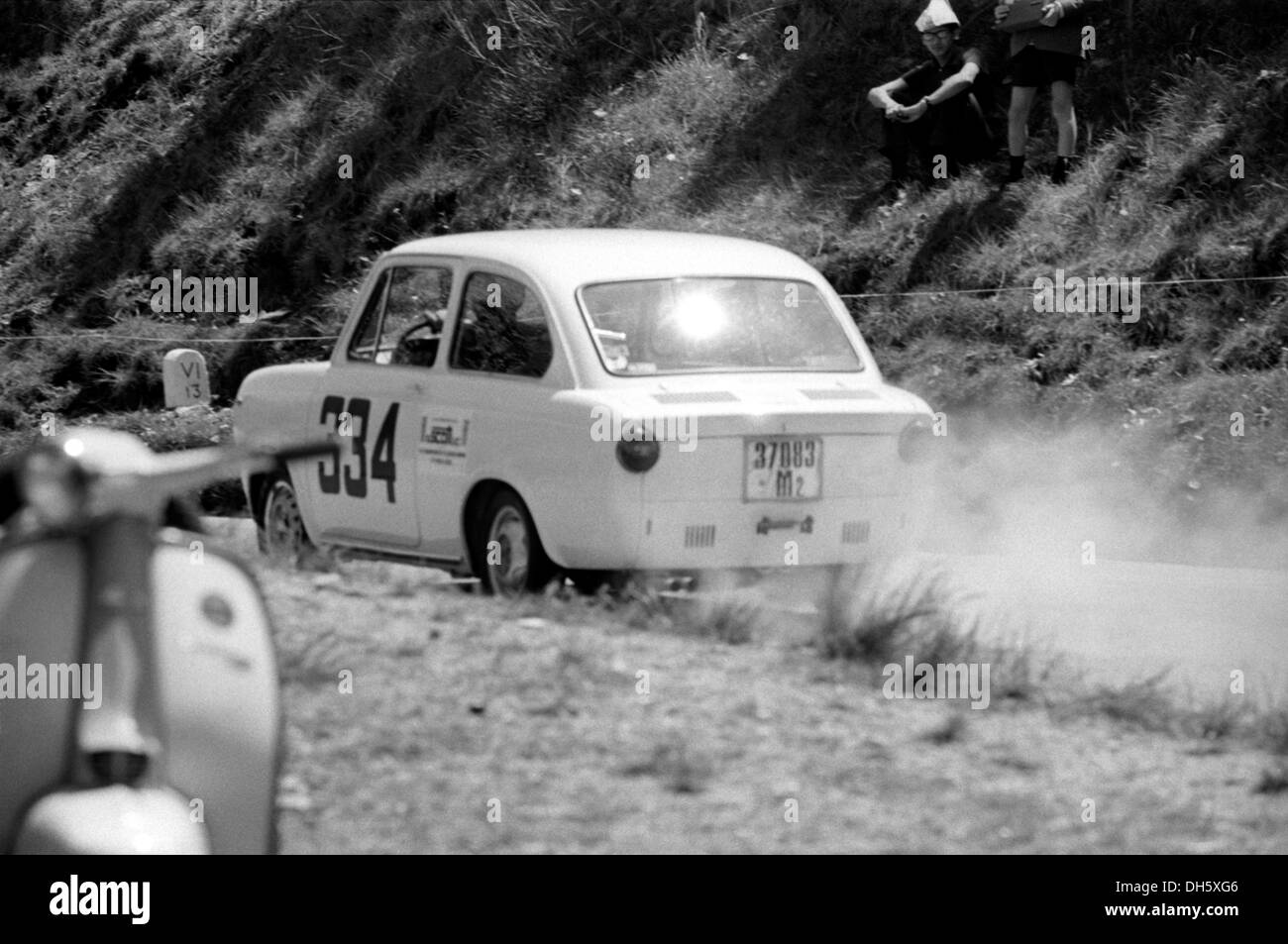 Fiat Abarth 850 racing in the Targa Florio, Sicily 1964. Stock Photo