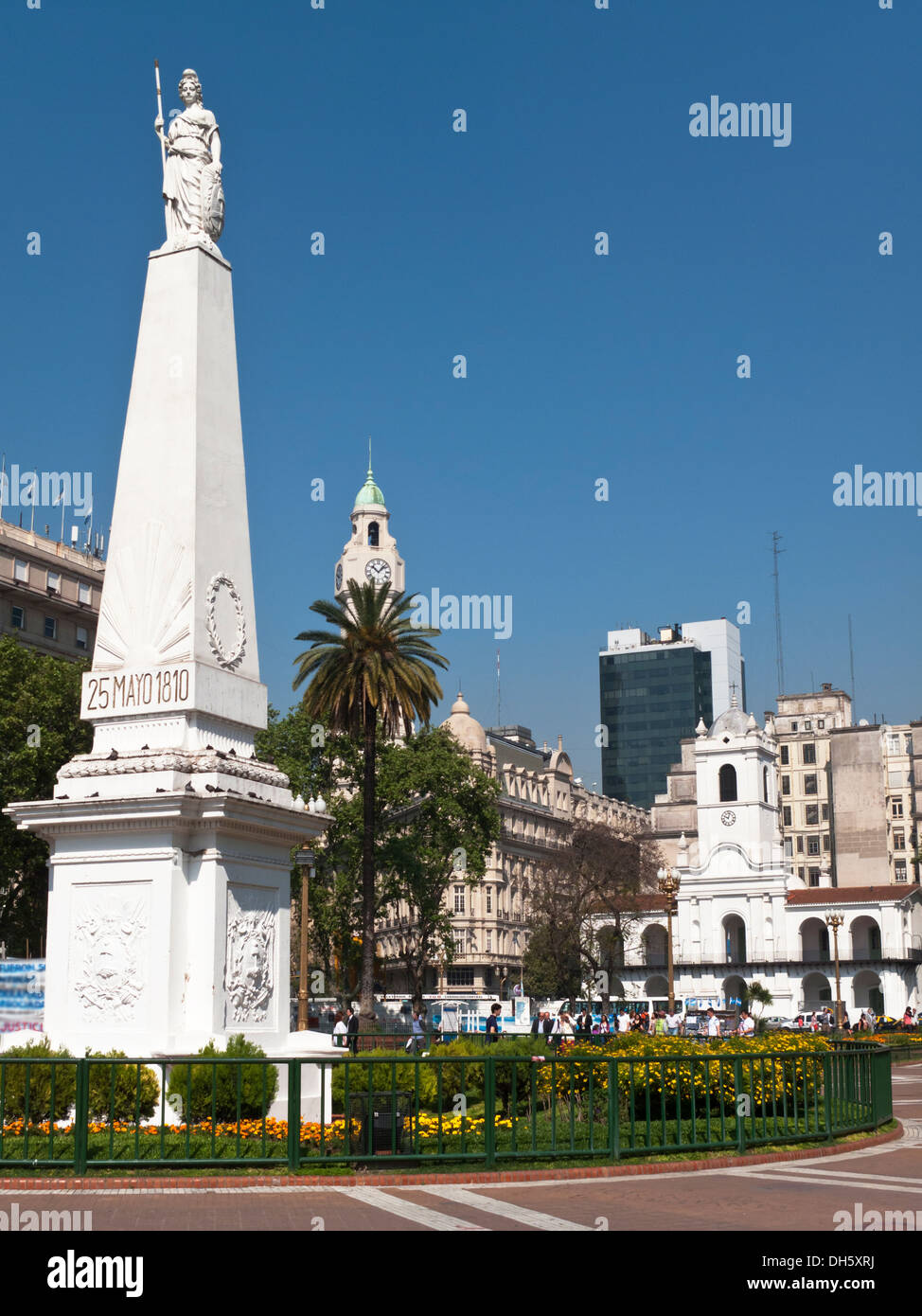 Plaza De Mayo, 25 Mayo Statue Buenos Aires Argentina Stock Photo