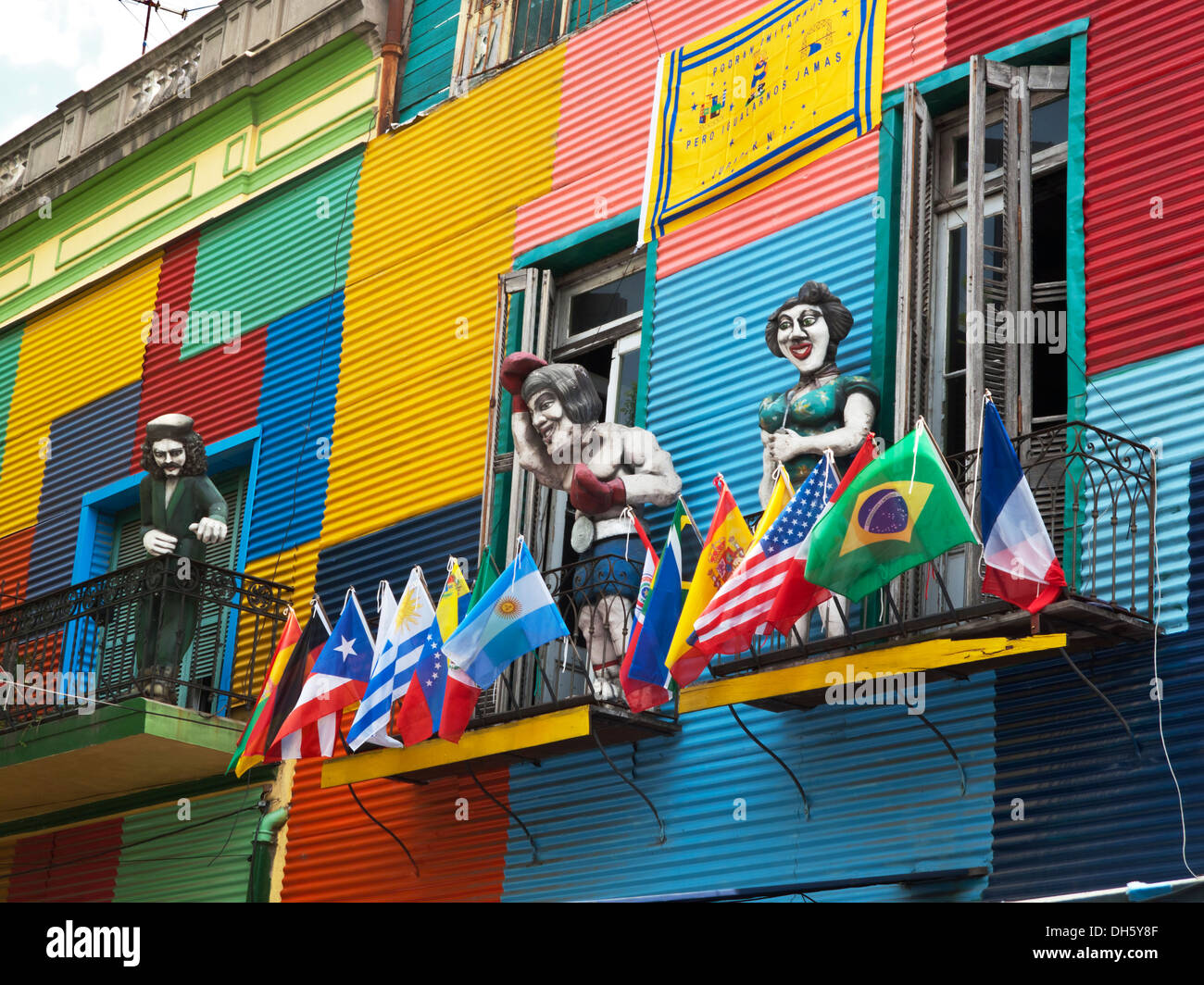 La Boca Colorful Buildings in Caminito Street Buenos Aires Argentina Stock Photo