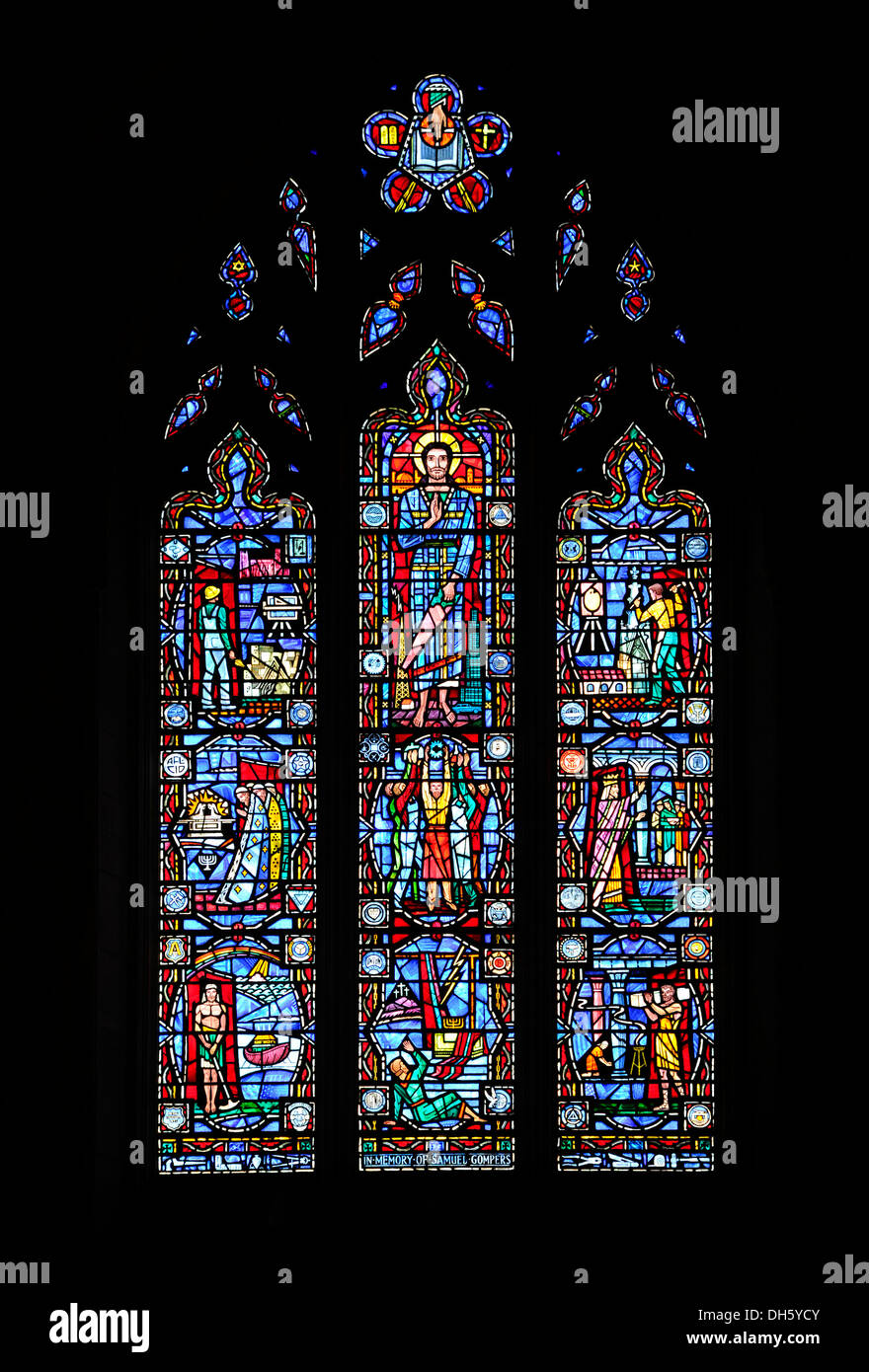 Stained glass window, Washington National Cathedral or Cathedral Church of Saint Peter and Saint Paul in the diocese of Stock Photo