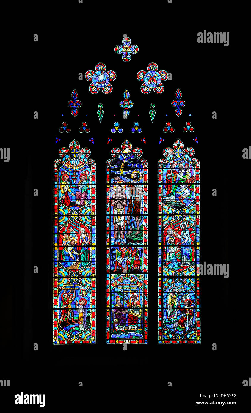 Stained glass window, Washington National Cathedral or Cathedral Church of Saint Peter and Saint Paul in the diocese of Stock Photo