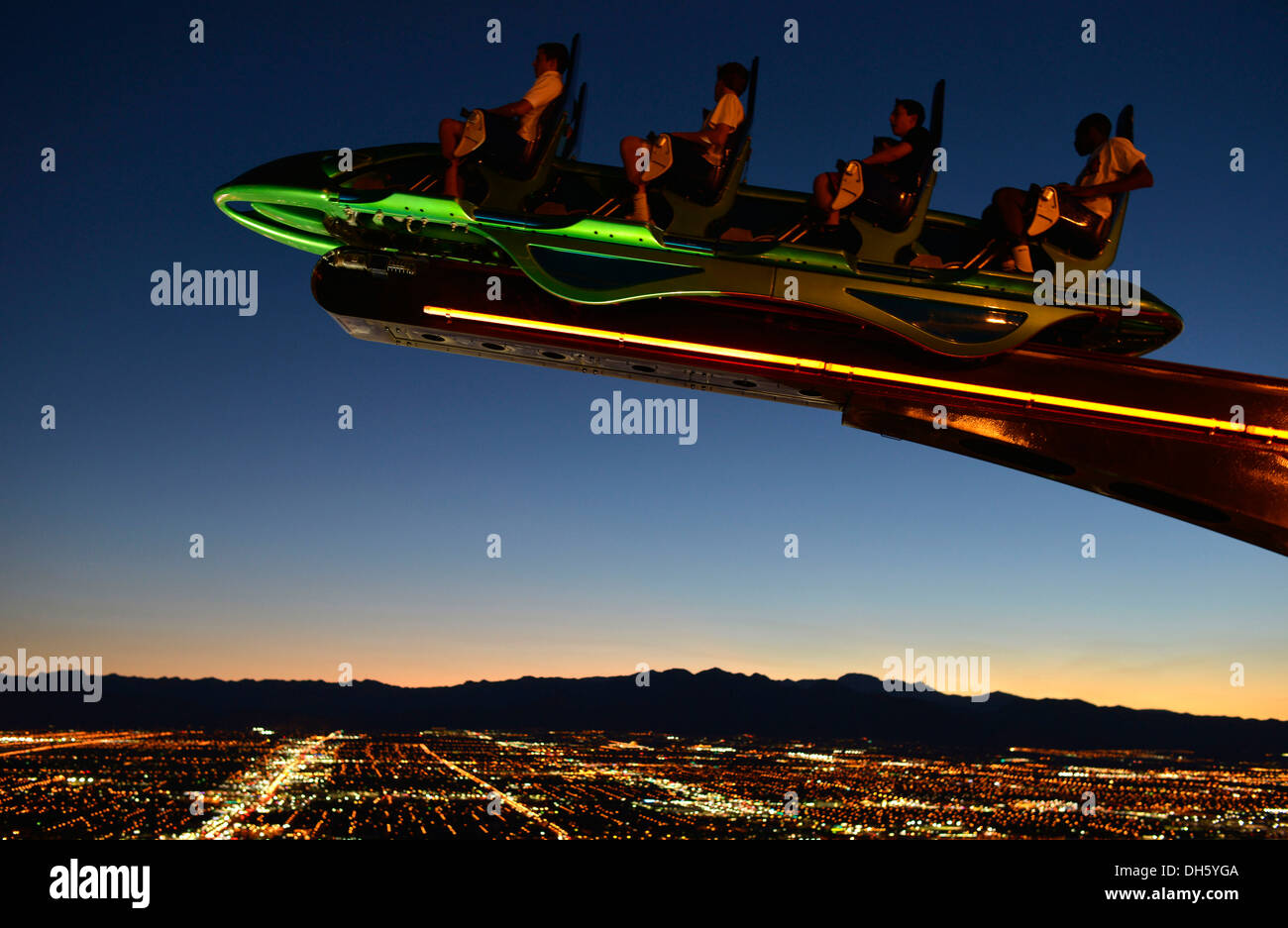 X-Scream Insanity, carousel ride at night, Stratoshere Tower Hotel, Las Vegas, Nevada, United States of America, USA Stock Photo