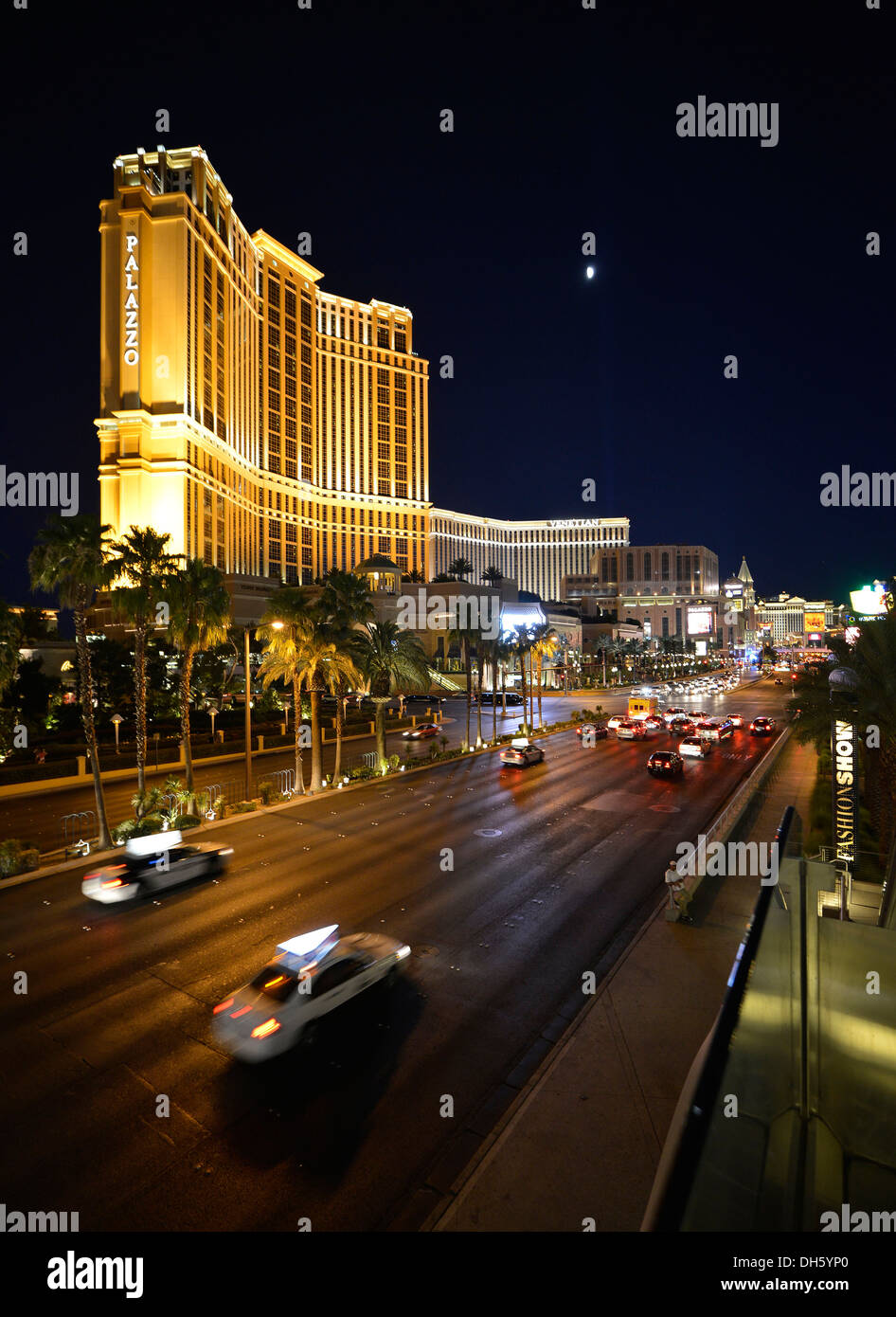 Palazzo, luxury hotel and casino at night, Las Vegas, Nevada, United ...