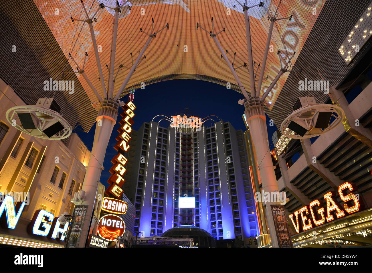 Plaza Casino Hotel, Vegas Club Casino, Fremont Street Experience in old Las Vegas, Downtown Las Vegas, Nevada Stock Photo