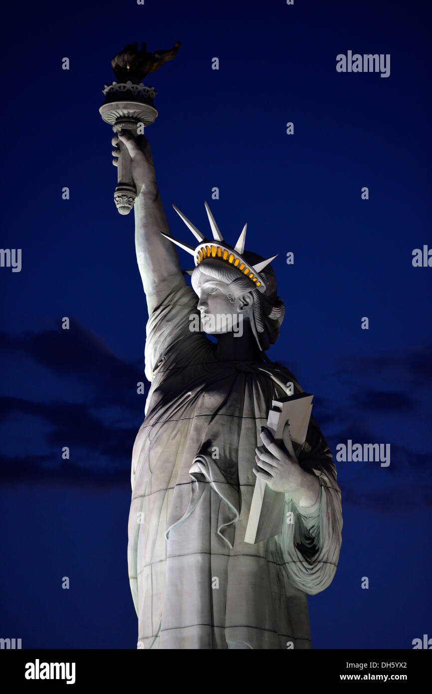 Replica of the Statue of Liberty, New York New York Hotel and Casino, Las Vegas, Nevada, United States of America, USA Stock Photo