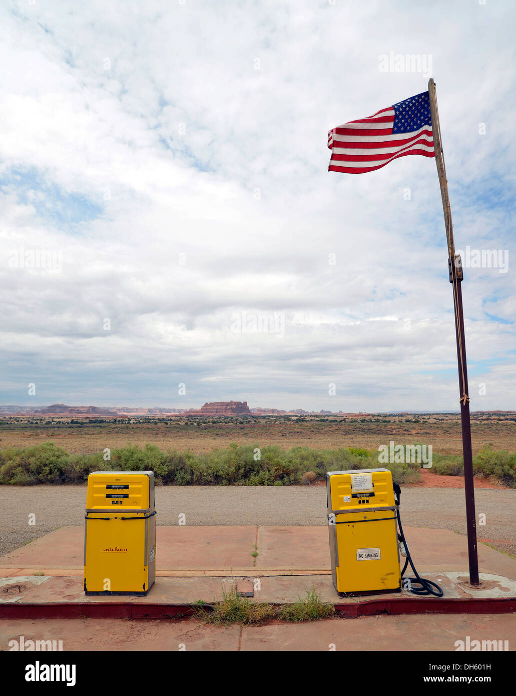 Remote petrol station, Needles Outpost, The Needles District, in Canyonlands National Park, Utah, United States of America, USA Stock Photo