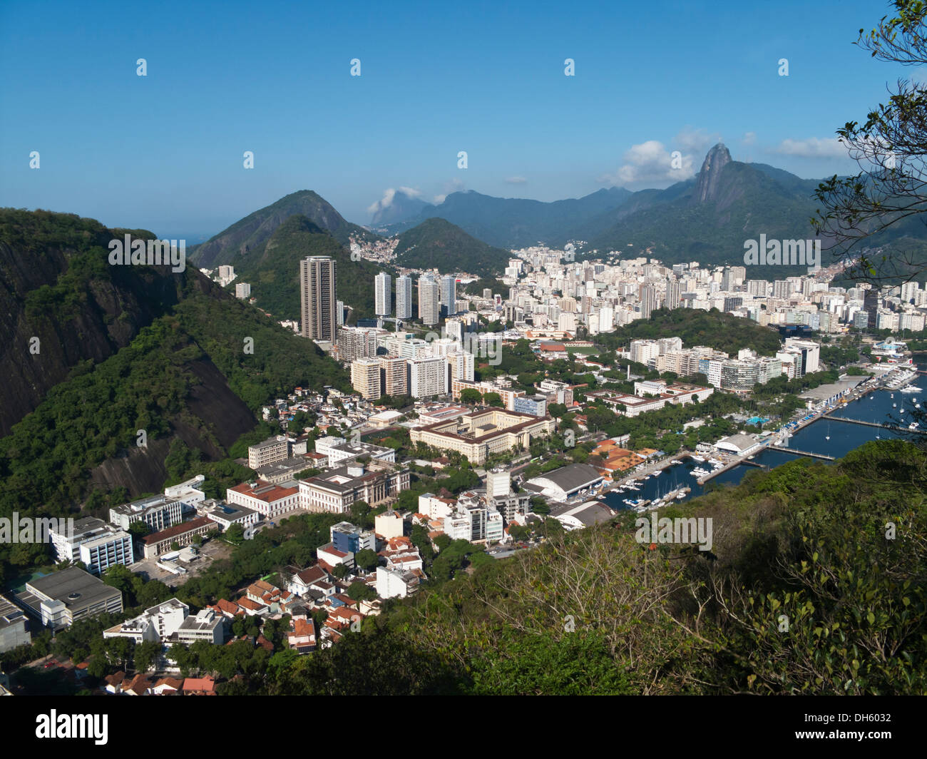 View from Sugar Loaf Mountain, Pao de Acucar over Rio De Janeiro Brazil Stock Photo