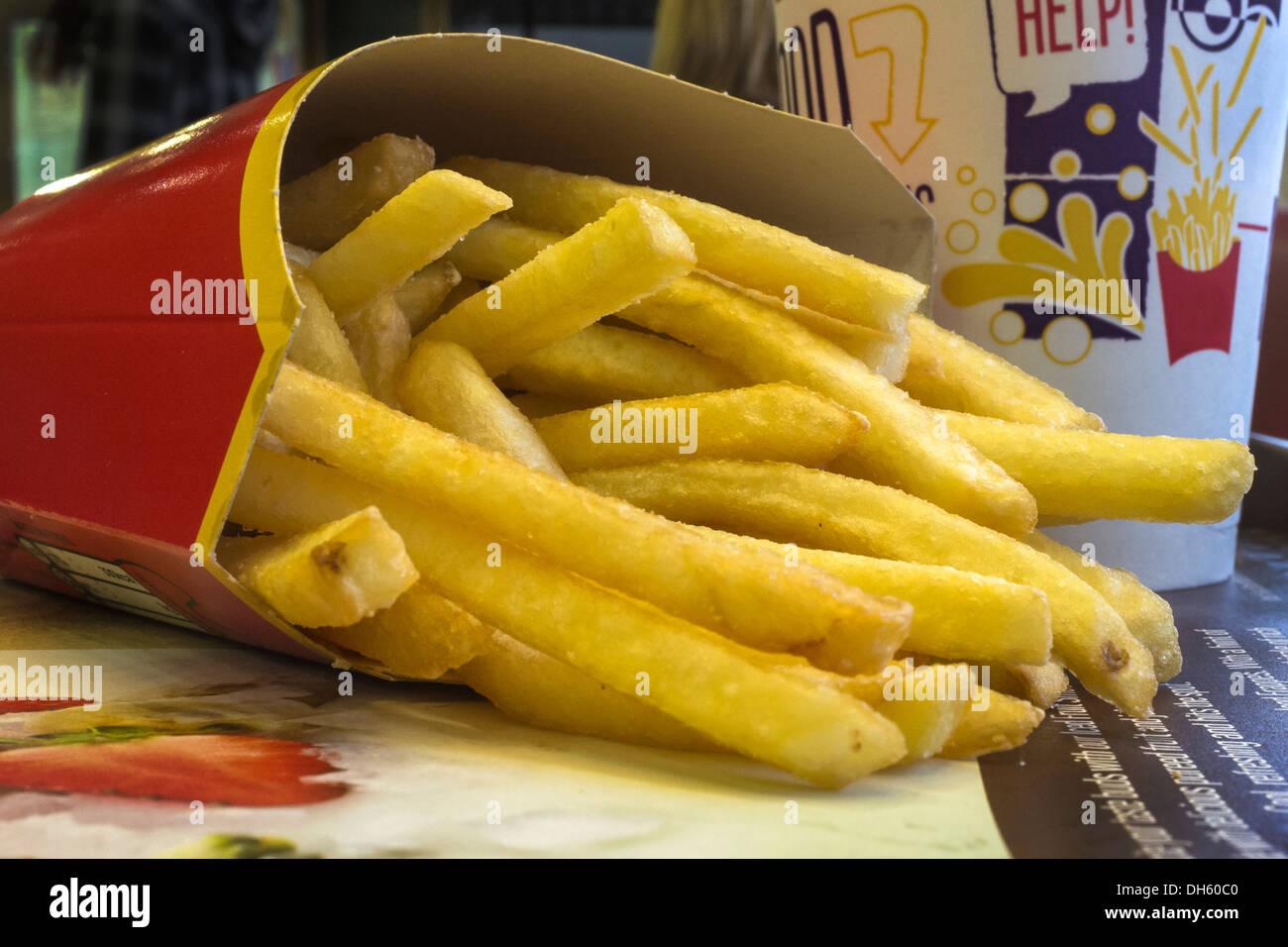 Portion of chip at a fast food retailer,Glasgow, Scotland, UK Great Britain. McDonalds Stock Photo