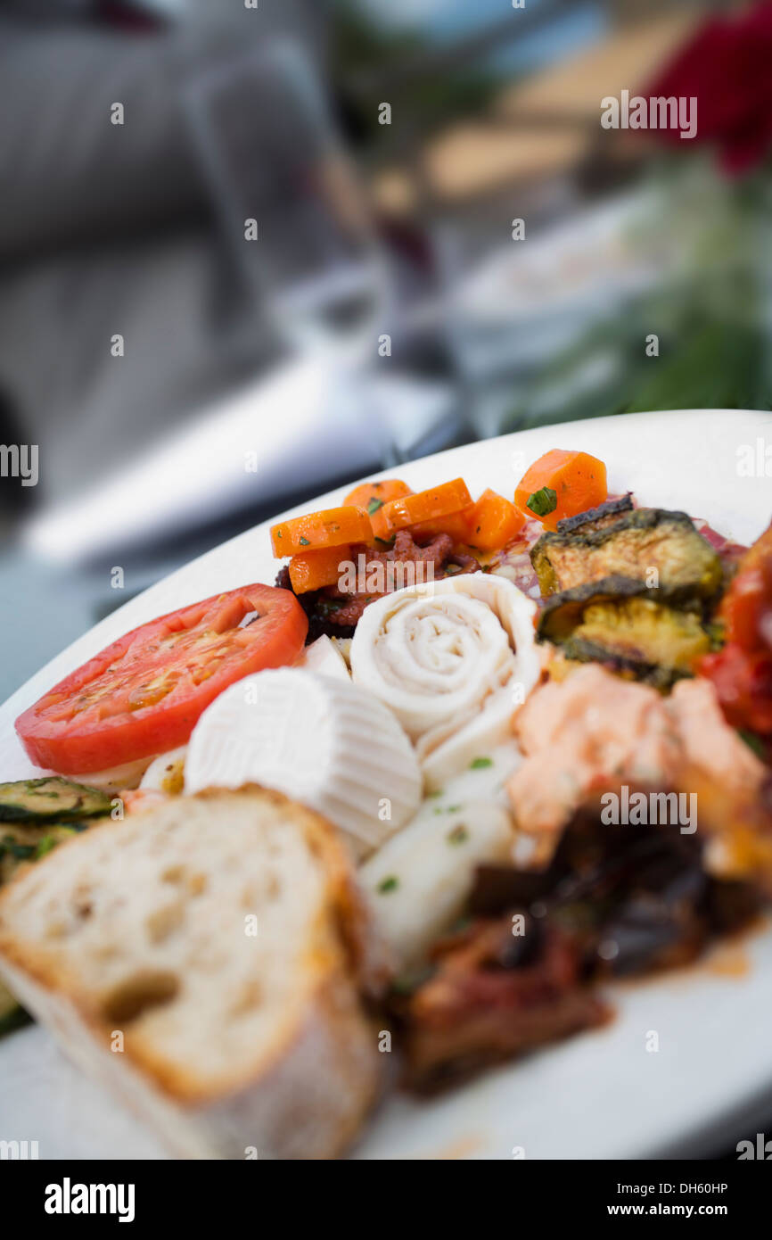 italian buffet starter of fine ding anti pasti meats and cheeses and