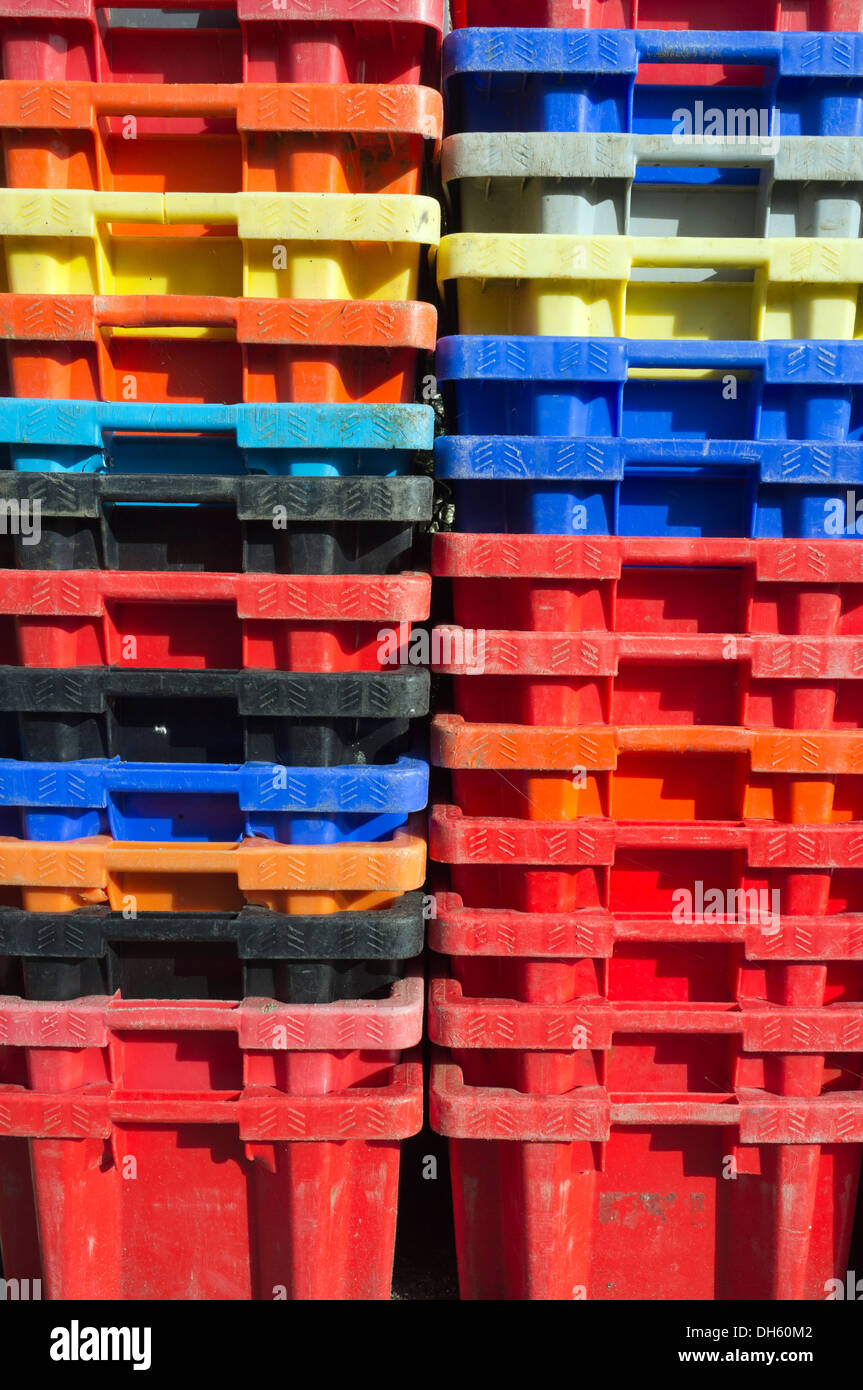 Stacked plastic fish boxes hi-res stock photography and images - Alamy